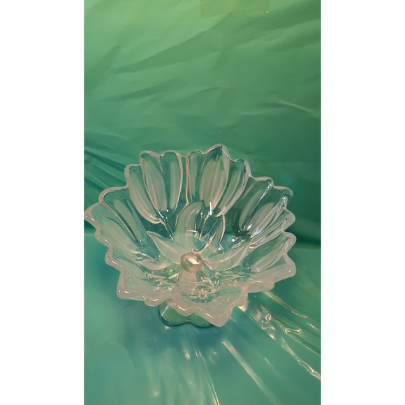 Mikasa Tulip Footed Compote,Satin to Clear, Frosted Candy Dish 7.5" Tall Bowl - Picture 3 of 8